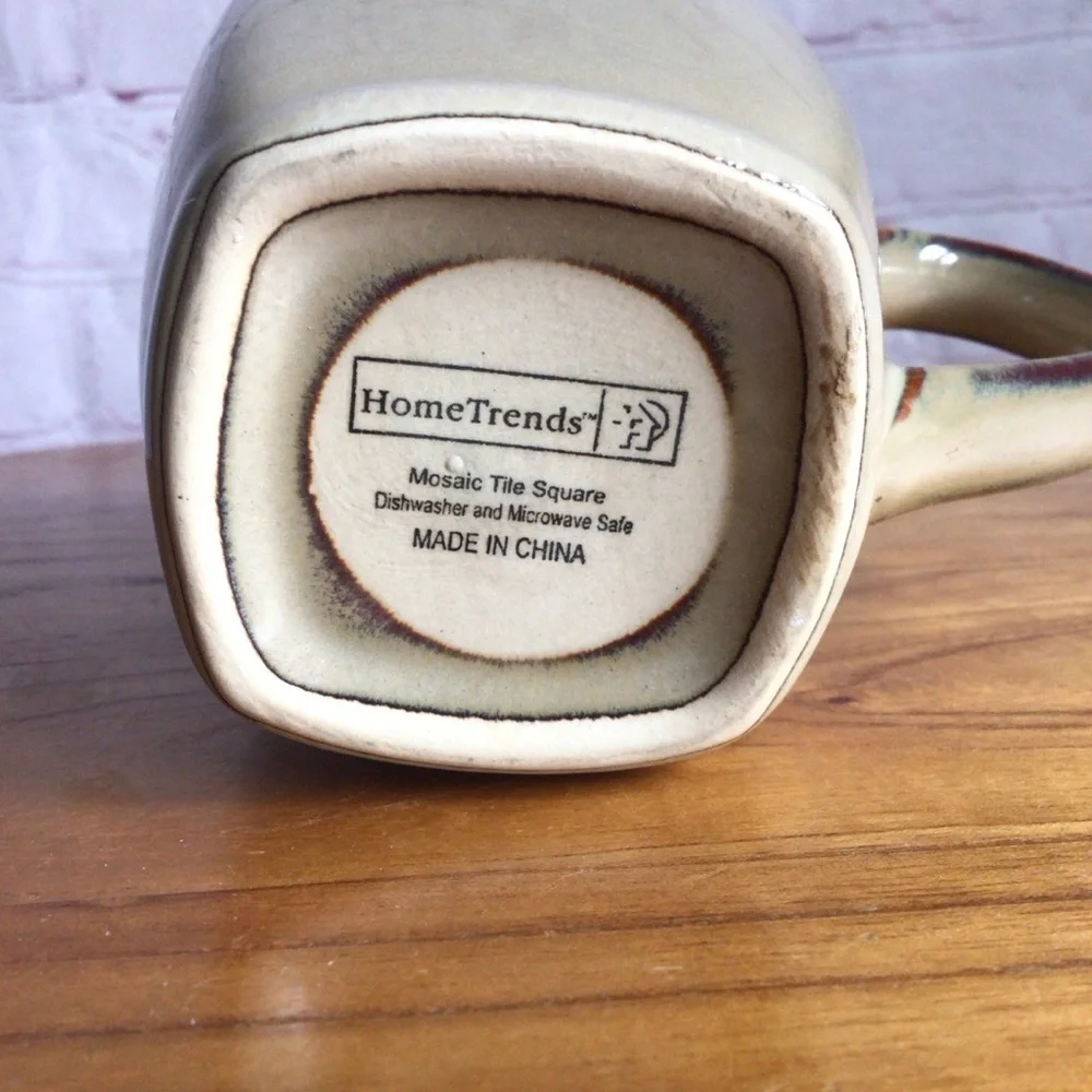 Home Trends Mosaic Tile Square Tan and Brown Ceramic Mugs - Set of 4 - Picture 12 of 12